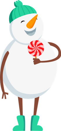 Snowman holding candy  Illustration