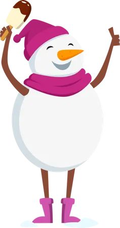 Snowman holding candy  Illustration