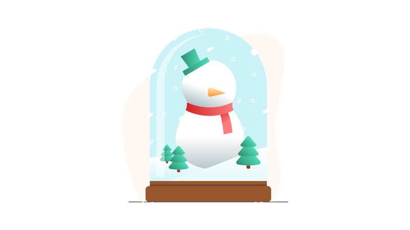 Snowman in a Snow Globe  Illustration