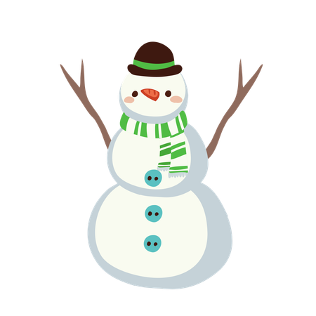 Snowman in winter wonderland  Illustration