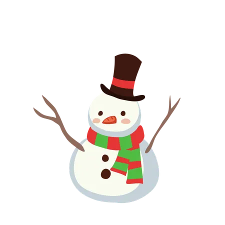 Snowman made from fresh snowfall  Illustration