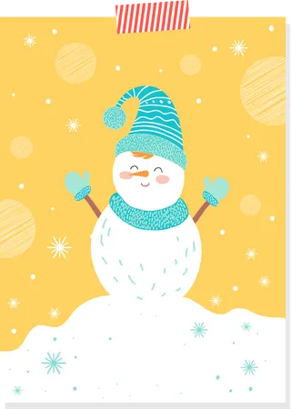 Snowman postcard  Illustration