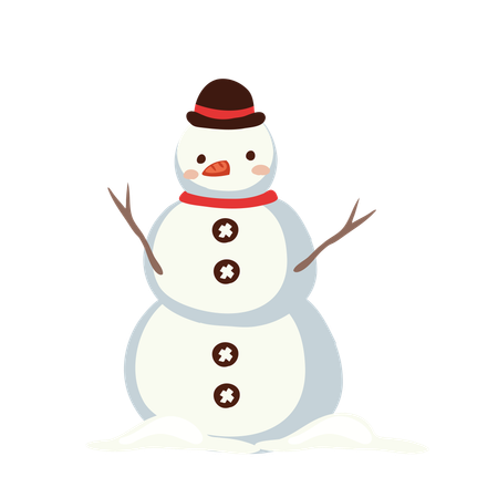 Snowman standing in ice park  Illustration