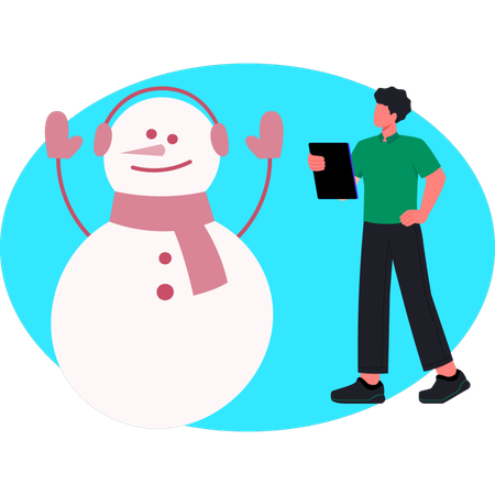 Snowman wearing headphone  Illustration