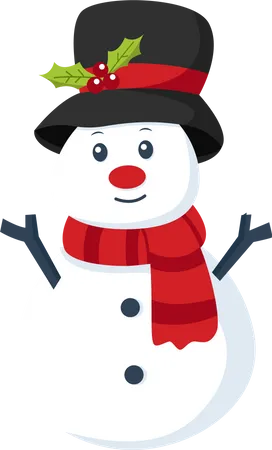 Snowman with Christmas Hat Illustration
