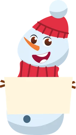 Snowman With Placards Illustration