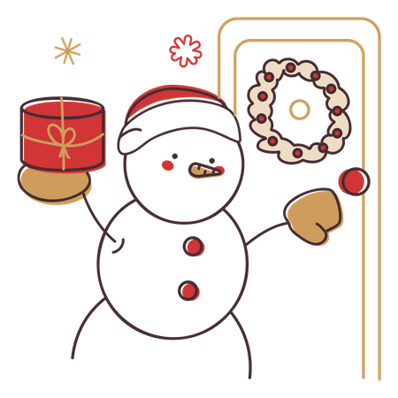 Snowman with present Illustration