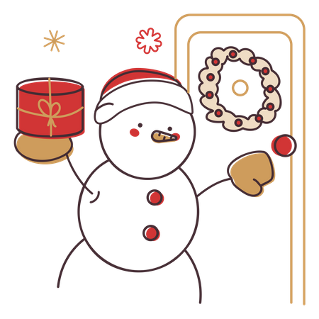 Snowman with present  Illustration