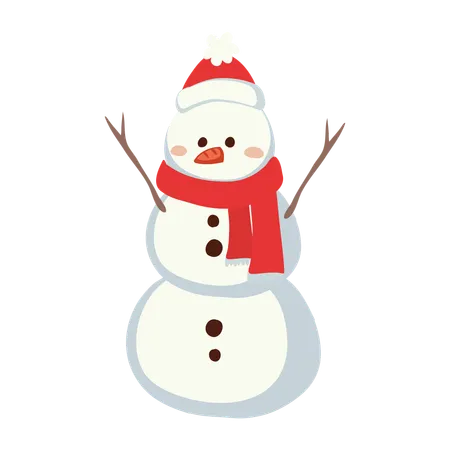 Snowman with red hat  Illustration