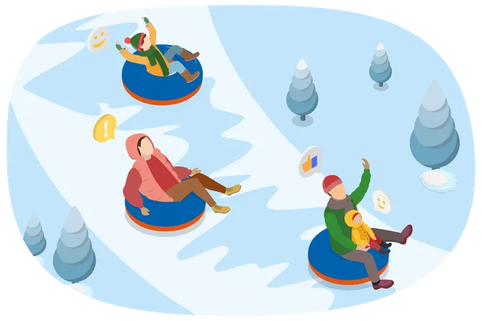 Snowtube im Winterurlaub  Illustration