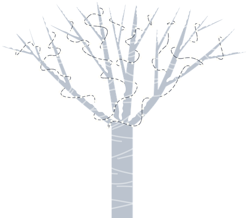 Snowy Tree with Garlands  Illustration