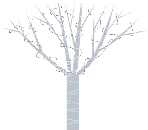 Snowy Tree with Garlands  Illustration