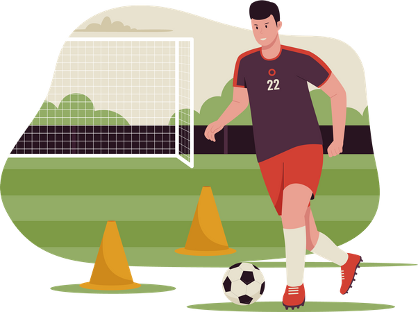 Soccer player are practicing on the field  Illustration
