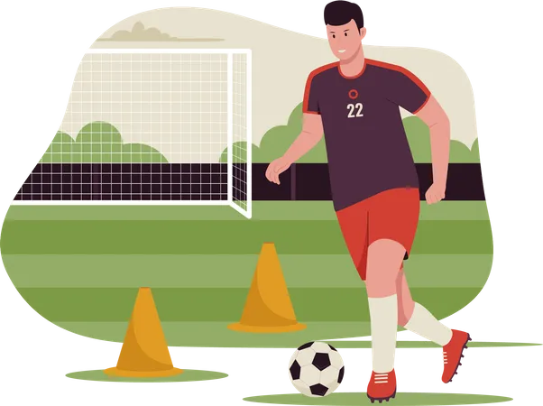 Soccer player are practicing on the field  Illustration