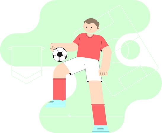 Soccer Player Dribbles The Ball Illustration