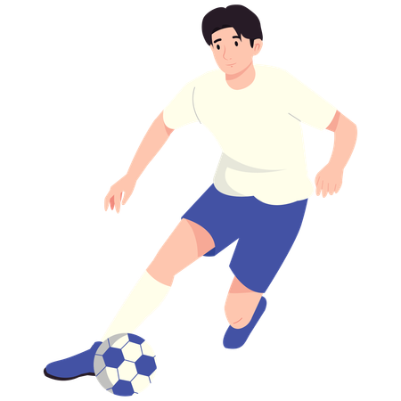 Soccer Player Dribbling Ball  Illustration