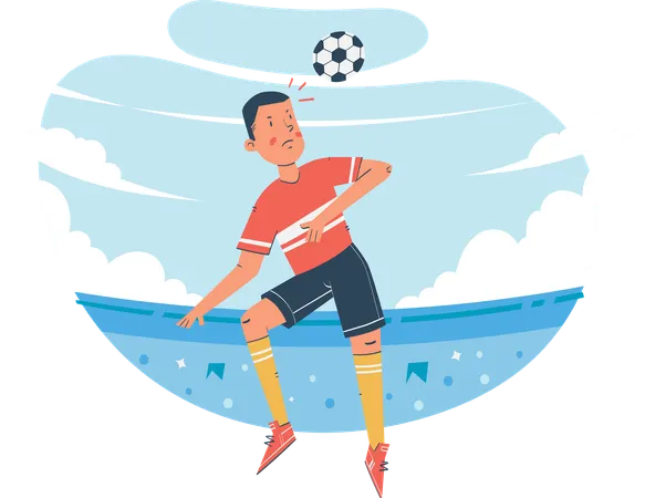 Soccer Player Heading Ball  Illustration