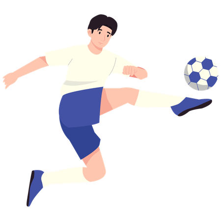 Soccer Player Kicking Ball Midair  Illustration