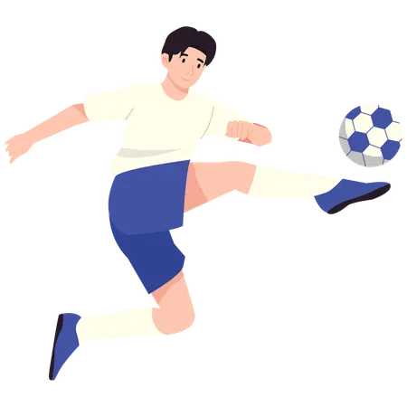 Soccer Player Kicking Ball Midair  Illustration