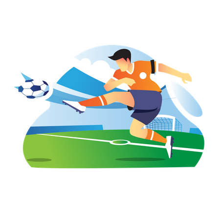 Soccer player playing football Illustration