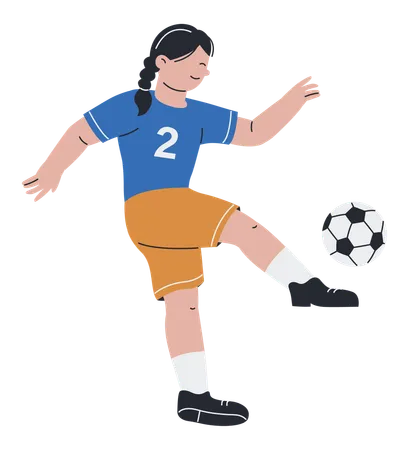 Soccer Player Running and Kicking Ball  Illustration