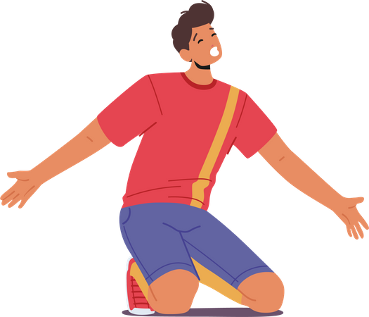 Soccer player sitting on knees  Illustration