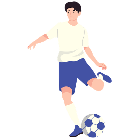Soccer Player Standing with Foot on Ball  Illustration