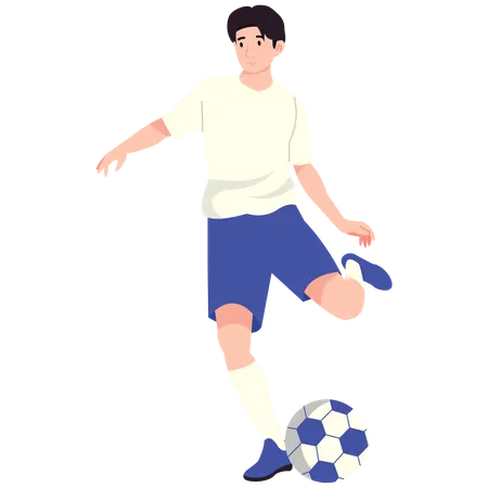 Soccer Player Standing with Foot on Ball  Illustration