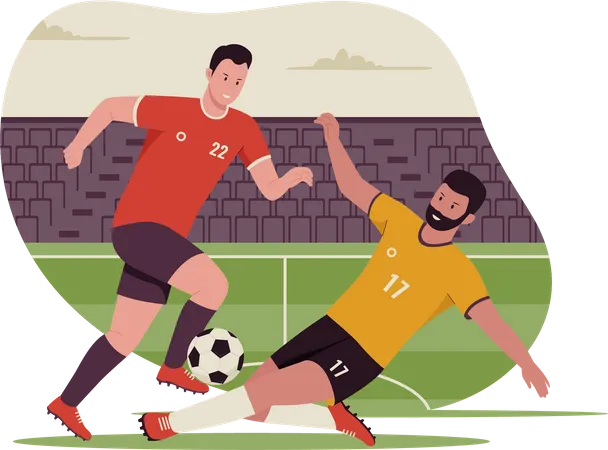 Flat Design Of Soccer Players In Duel Football Player Illustration For Website Landing Page Mobile App Poster And Banner Trendy Flat Vector Illustration Illustration