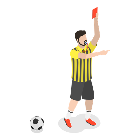 レッドカードを示すサッカー審判  イラスト