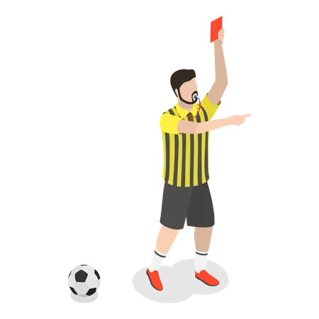 Soccer referee showing red card  Illustration