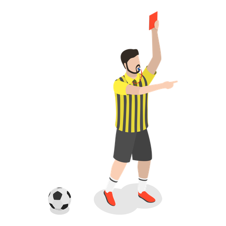 Soccer referee showing red card  Illustration