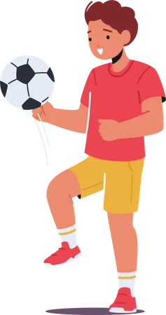 Soccer Tournament with Little Boy Presenting Stunts with Ball Illustration