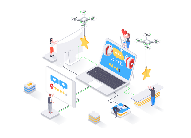 Social content production, network communication, internet posting and messaging  イラスト