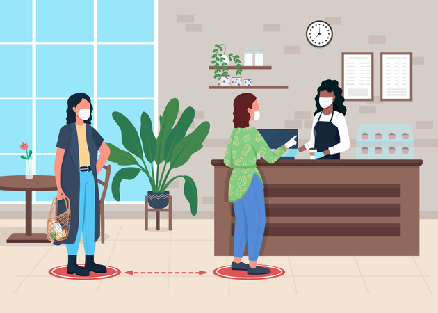 Social distance in store Illustration