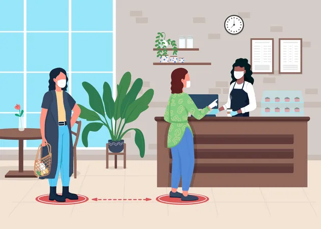 Social distance in store  Illustration