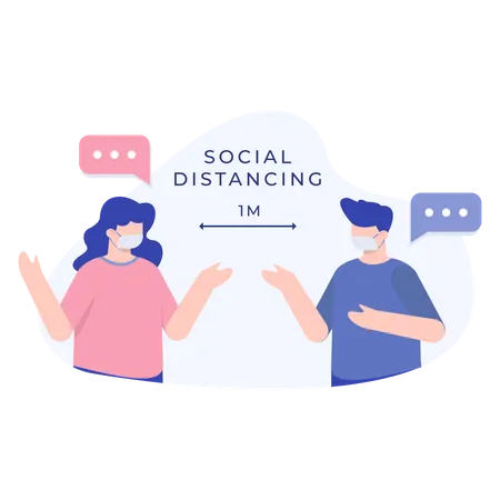 Social Distancing  Illustration