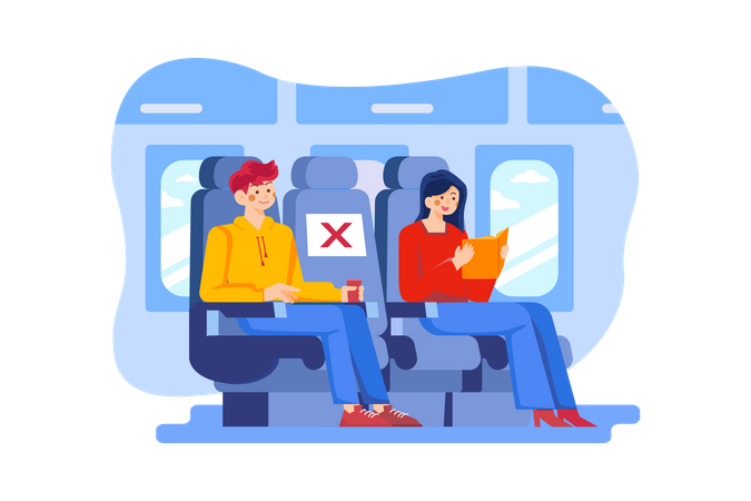 Social distancing in-flight seating Illustration