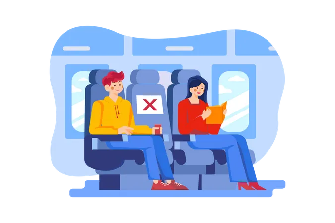 Social distancing in-flight seating Illustration