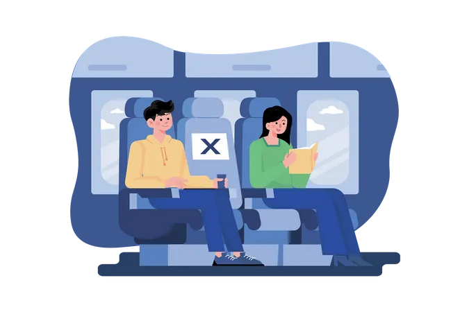 Social distancing in-flight seating  Illustration