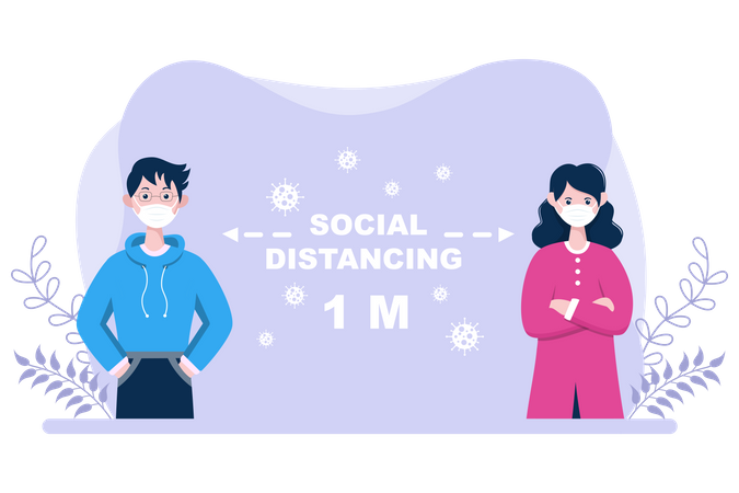 Social Distancing to Prevent Disease Illustration