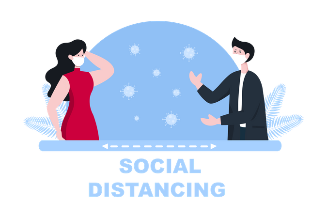 Social Distancing to Prevent Disease Illustration