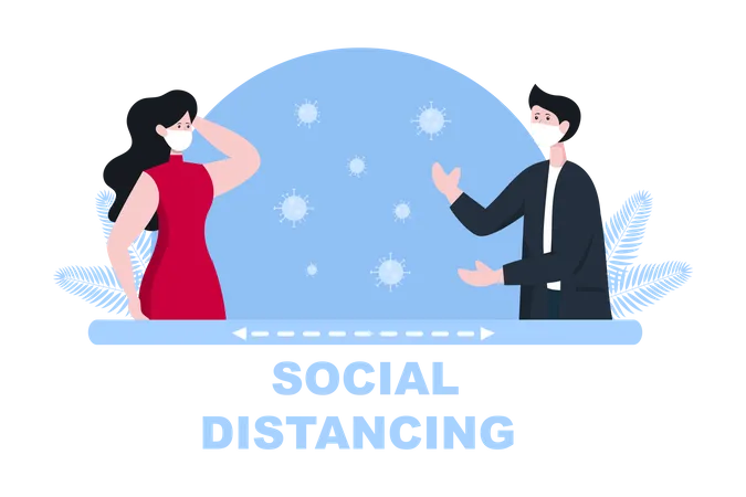 Social Distancing to Prevent Disease  Illustration