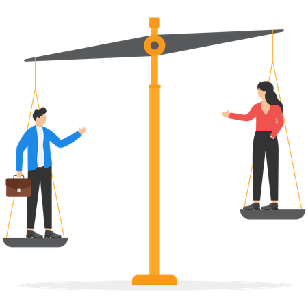 Social inequality between woman and man  Illustration