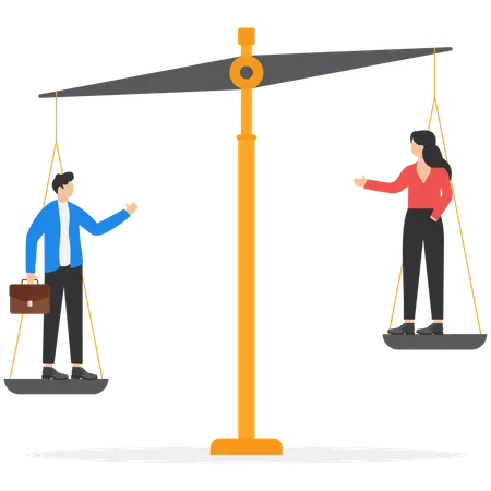 Social inequality between woman and man  Illustration