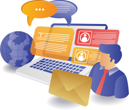 Social marketing emails  Illustration