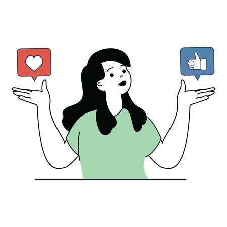 Social Media Addicted Girl  Illustration