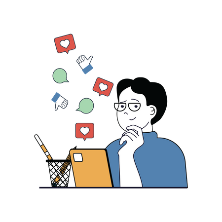 Social media addiction  Illustration