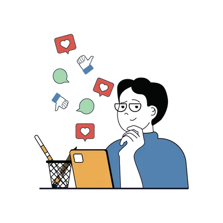 Social media addiction  Illustration