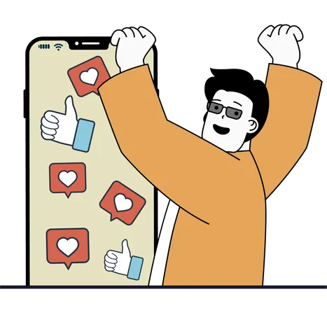 Social Media Addiction  Illustration